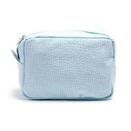 Personalized Seersucker Makeup Bag - Embroidered Name, Wash Bag, Wedding Bridesmaid Gift, Custom Toiletry Pouch