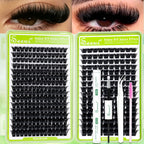 SEEUI DIY Cluster Lashes Kit Individual Lashes 3D Faux Mink Lashes Wispy Eyelash Extension Kit with Bond&Seal Lash Tweezer