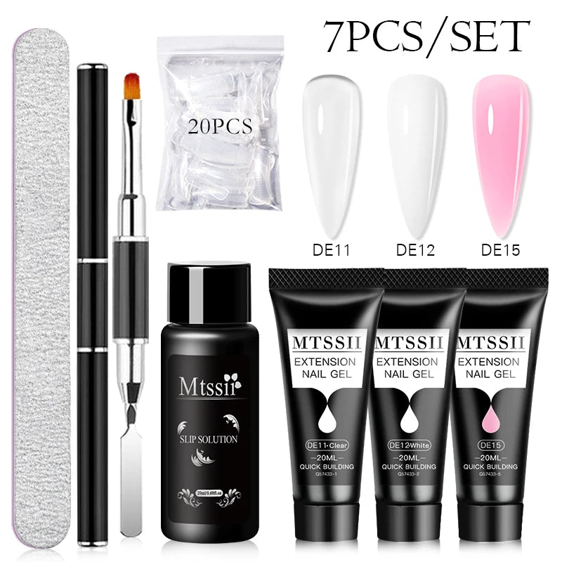 Mtssii 17PCS/Set 20ml Nail Extension Gel Set Builder UV Gel for Nails With 6W UV LED Lamp Nail Extension Tools Kit For Beginner