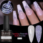 PUENTE 7.5ML Sparkling Pinkish Purple Laser Cat Magnetic Gel Nail Polish Holographic Rainbow Effect Soak Off UV Nail Art Varnish