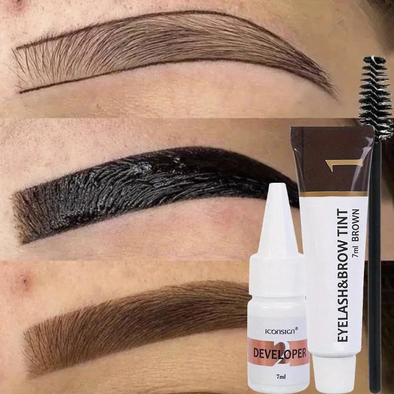 Semi-Permanent Eyelash Eyebrow Tinting Kit 2 in 1 Waterproof Quick Tint Eyebrow Enhancement Long Lasting Eyebrow Cosmetics