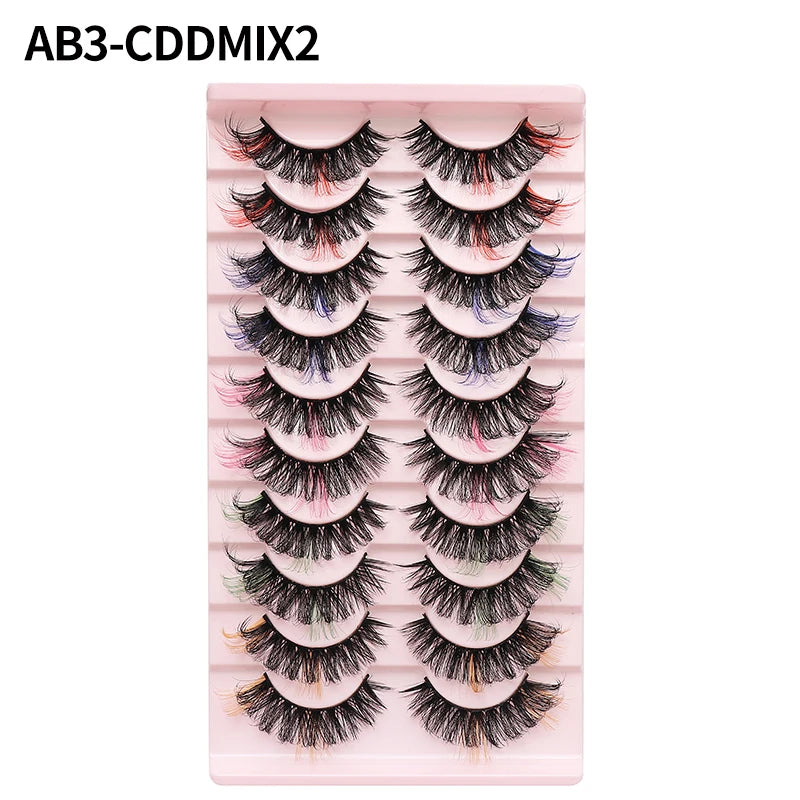 Colored Strip Lashes Fast Shipping Makeup For Clue Mink Eyelashes Full Strip Eyelashes Red Blue Green Eyelashes Wholesale