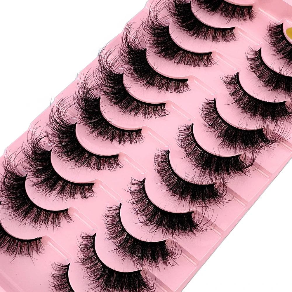 10 pairs of Russian striped eyelashes fluffy artificial mink eyelashes 3D fake eyelashes Russian curly eyelashes fake eyelashes