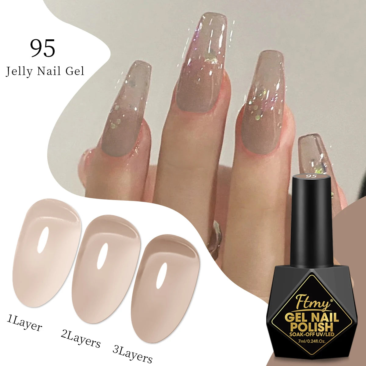 FTMY 7ML Jelly Gel Nail Polish Candy Color Gel Polish Long Lasting Nail Gel For Nail Salon - Multicolor Optional