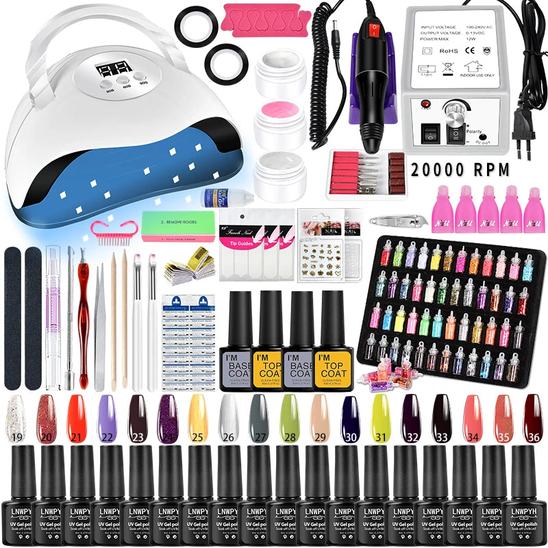 Gel Nail Polish Kit Manicure Art Decorations Set With Nail Dryer Semi Permanent Gel Varnish Set Professional Nail Art Tools Kit