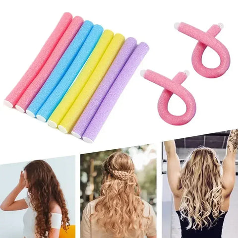 Flexible Hair Curling Rod Hair Curler Makers 10pcs Soft Foam Bendy Twist Curls Flexible Roller Styling Tools No Heat Hair Roller
