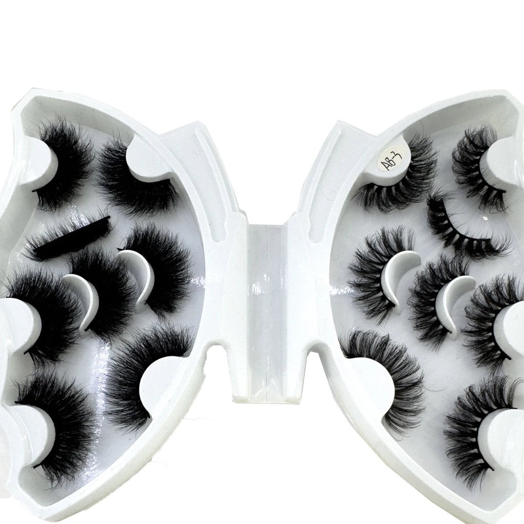 HBZGTLAD 5/8 Pairs of Natural Russian Striped Mink Lashes 3D False Lashes Volume Wavy False Lashes Eyelash Extensions Makeup