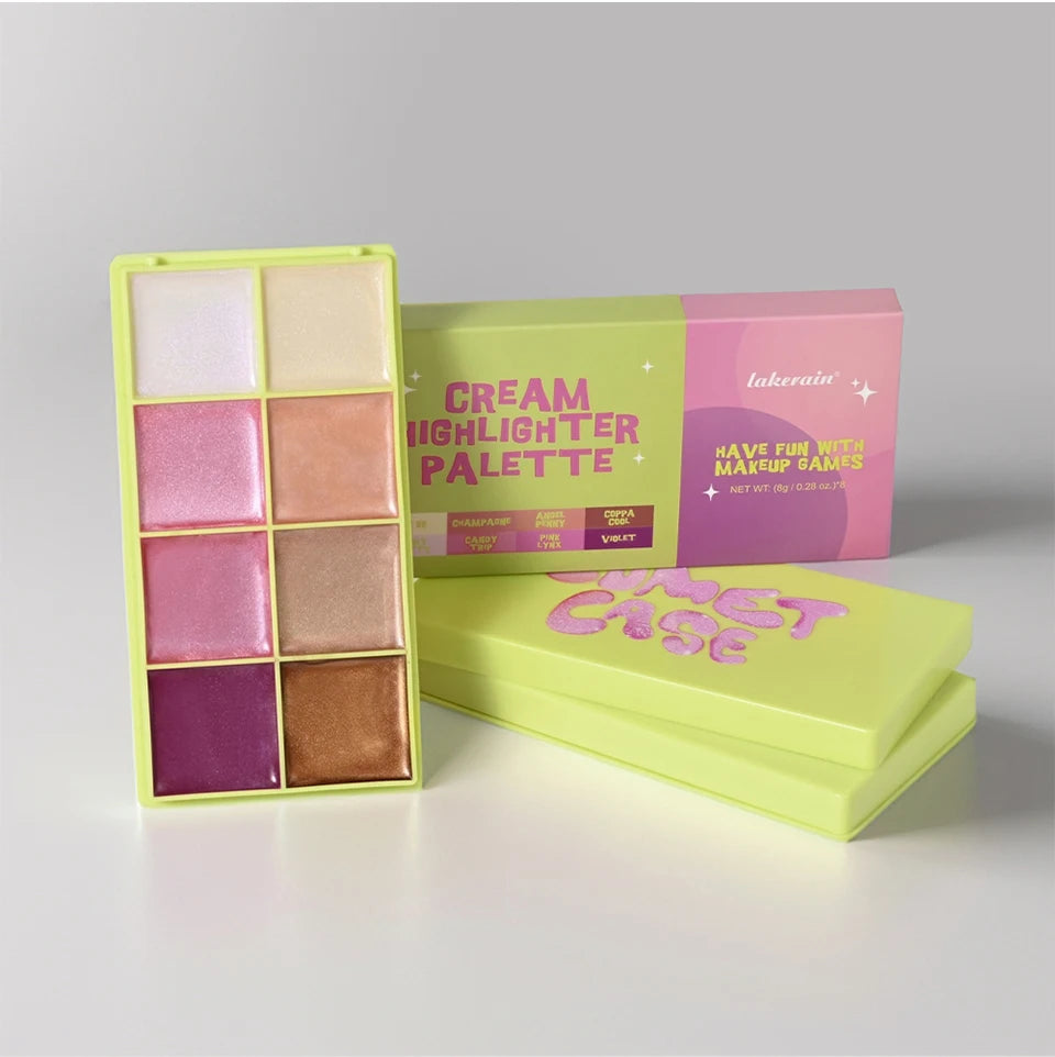 8 Colors Cream Highlighter Palette for Highlight Face Brighten Highlighter Blush Shimmer Waterproof Makeup Tool Cosmetics