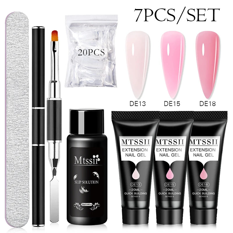 Mtssii 17PCS/Set 20ml Nail Extension Gel Set Builder UV Gel for Nails With 6W UV LED Lamp Nail Extension Tools Kit For Beginner