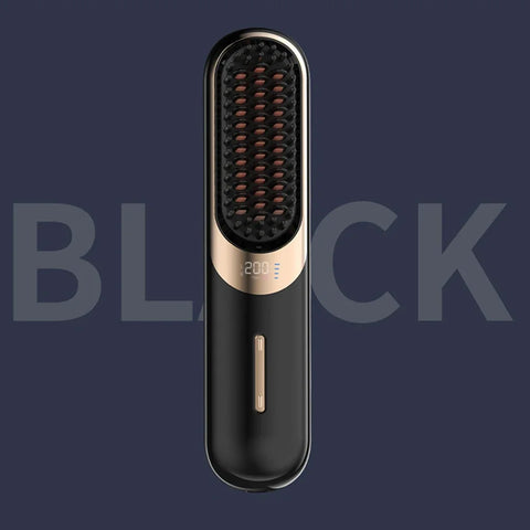 LED Electric Hair Brushes Cordless Hair Straightener Brush Portable Straightening Brush Negative Ions Hot Comb USB Charge