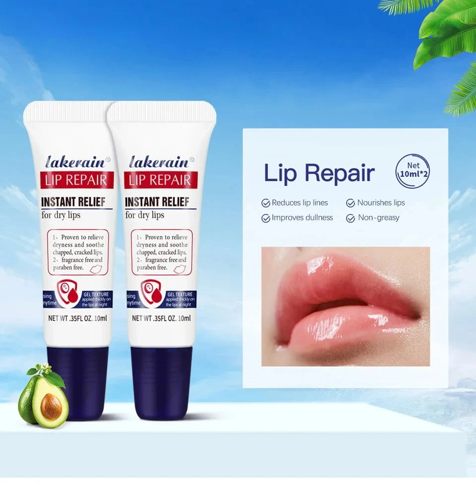2pcs/Lot Lip Repair Gel Moisturizing Instant Relief For Dry Lips Liquid Lip Balm Paraben Free Lip Care Product Reduce Lips Line