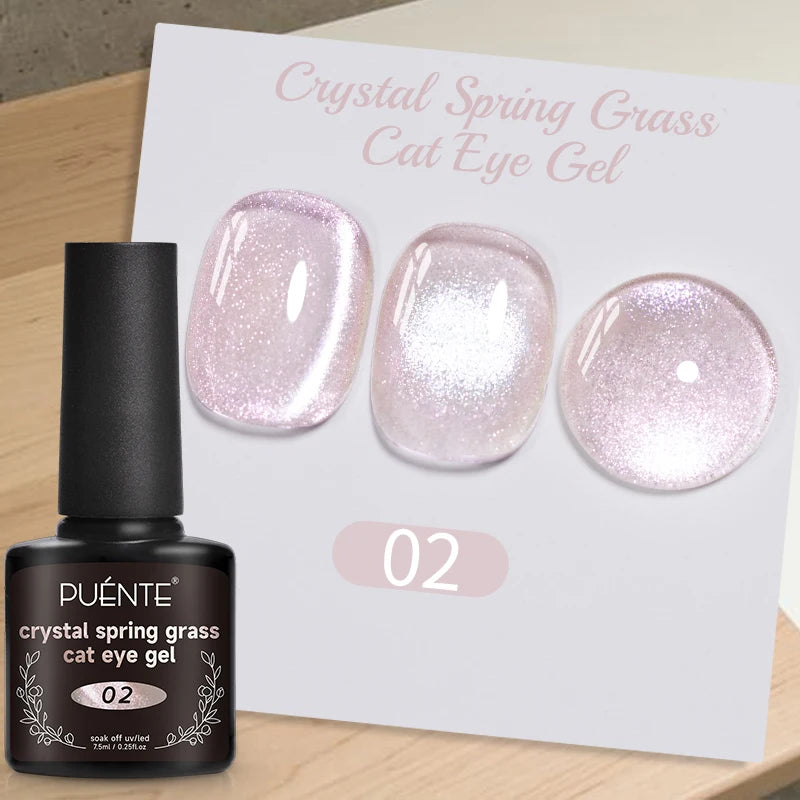 PUETNE 7.5ML Amber Moonlight Cat Magnetic Gel Nail Polish Winter Nails Jelly Glass Cat Eye Soak Off UV Semi-Permanent Varnish