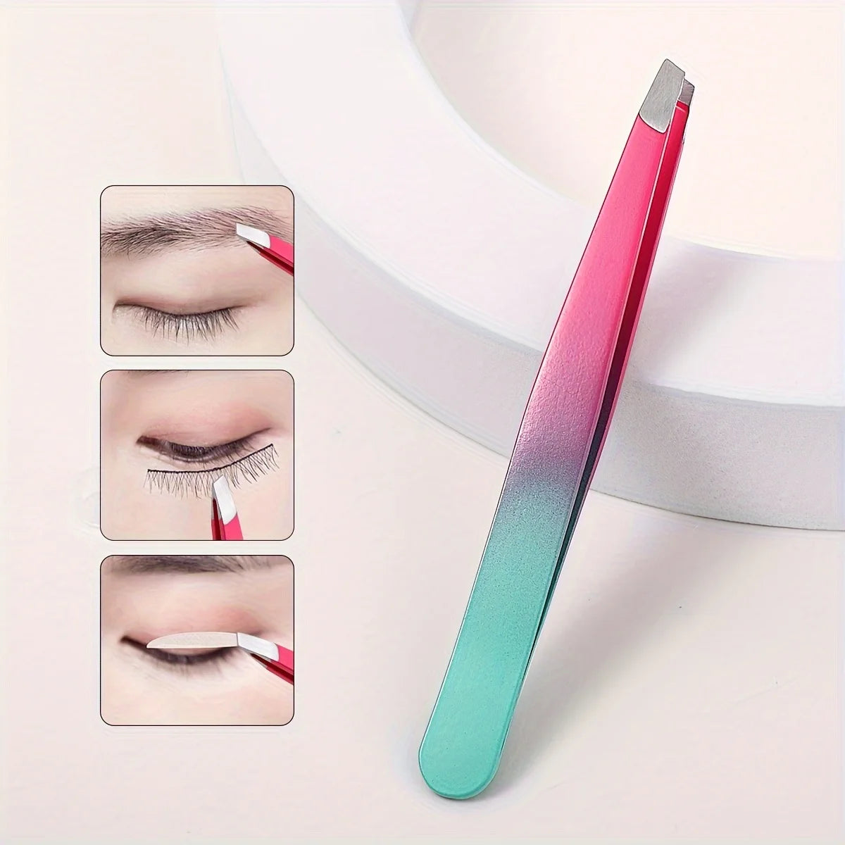 Gradient eyebrow tweezers, 1 stainless steel oblique precision eyebrow clip multifunctional plucking beard tweezers eye tool.