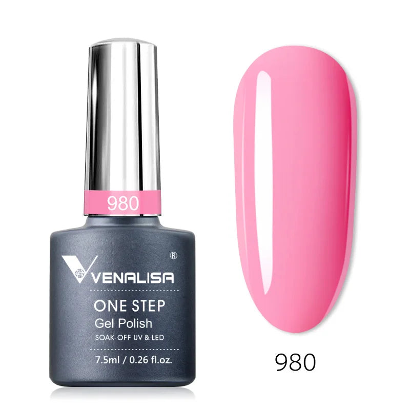3 in 1 VENALISA  One Step Nail Gel Polish Full Coverage Gorgeous Color Soak off UV LED Nail Gel Varnish Nail Art Salon Lacquer