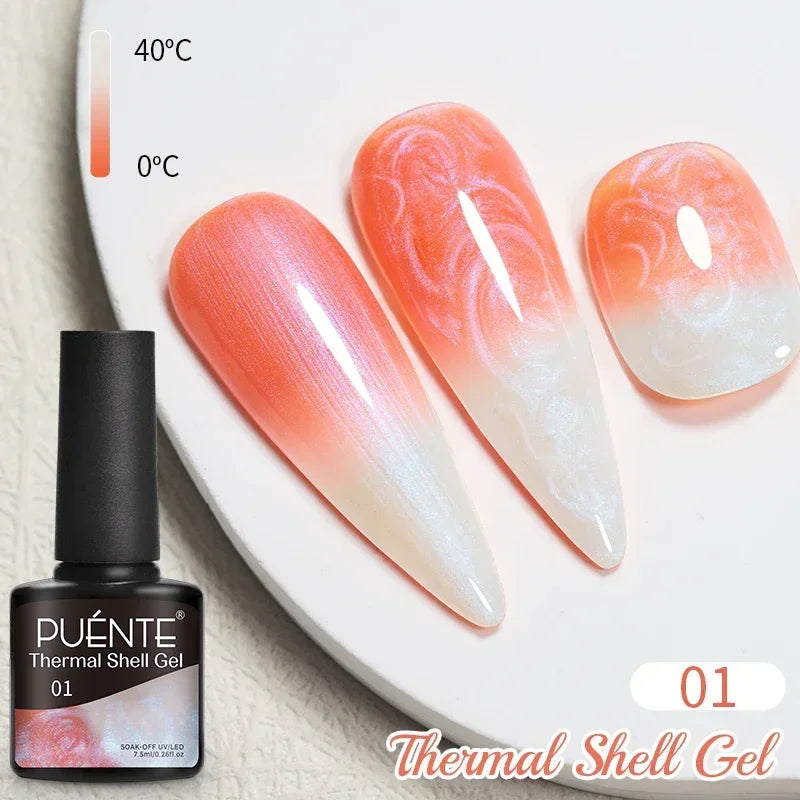 PUETNE 7.5ML Amber Moonlight Cat Magnetic Gel Nail Polish Winter Nails Jelly Glass Cat Eye Soak Off UV Semi-Permanent Varnish