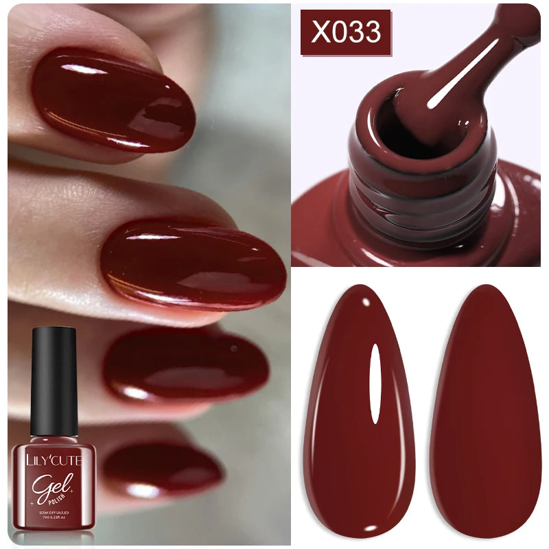 LILYCUTE 7ml Metallic Gel Nail Polish Red Chrome Effect Soak Off UV Gel Varnish Semi Permanent Nail Art Manicure Base Top Coat