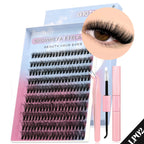 GROINNEYA DIY Lash Clusters Set Mixed Tray Lashes Kit Fluffy Individual Lashes Extension With Lash Bond and Seal Makeup