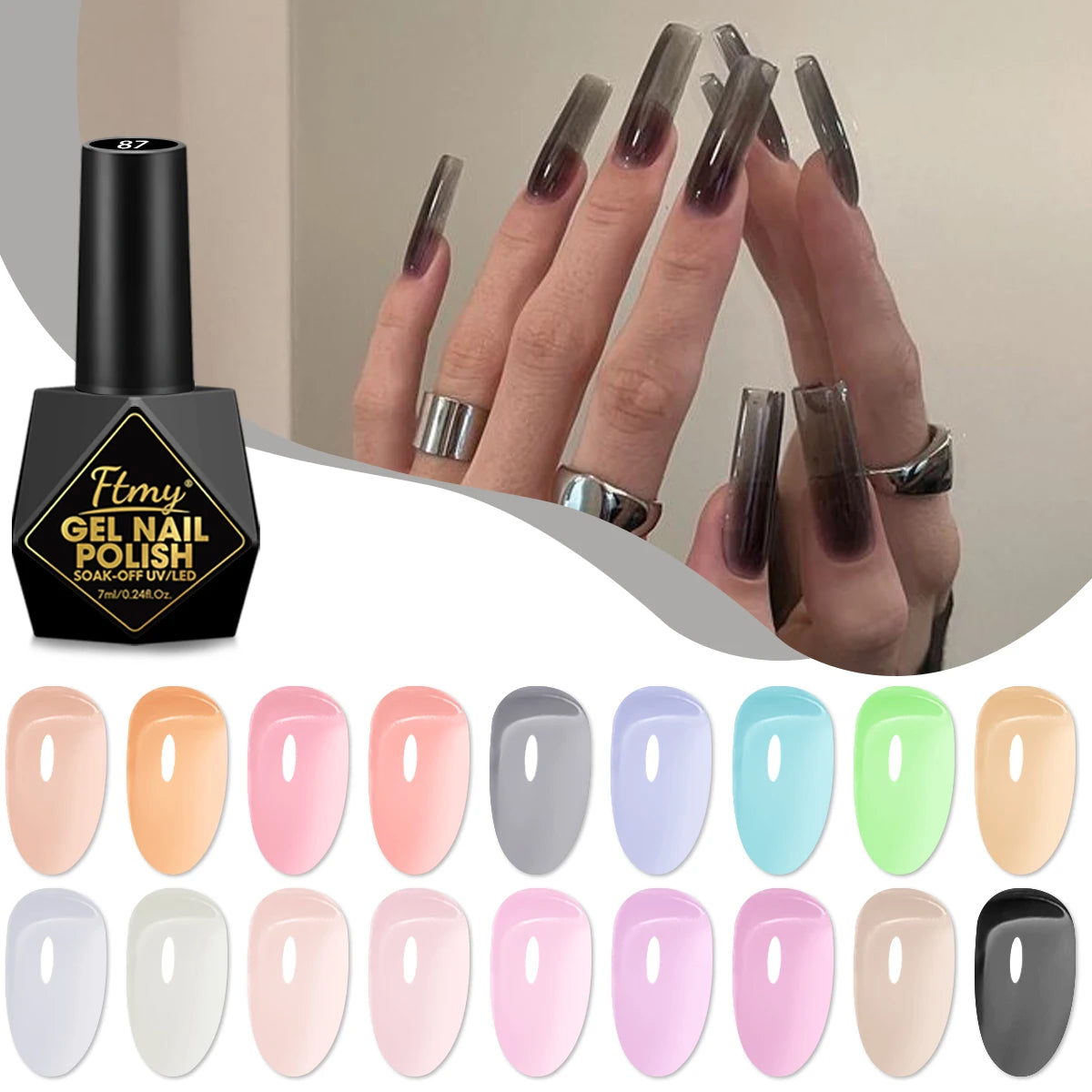 FTMY 7ML Jelly Gel Nail Polish Candy Color Gel Polish Long Lasting Nail Gel For Nail Salon - Multicolor Optional