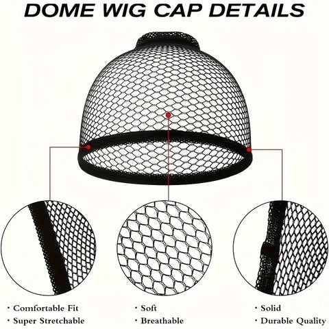 Long Wig Caps, Open End Mesh Net Liner Weaving Cap, Wig Caps ForWomen Black Pack Of 6 Pcs