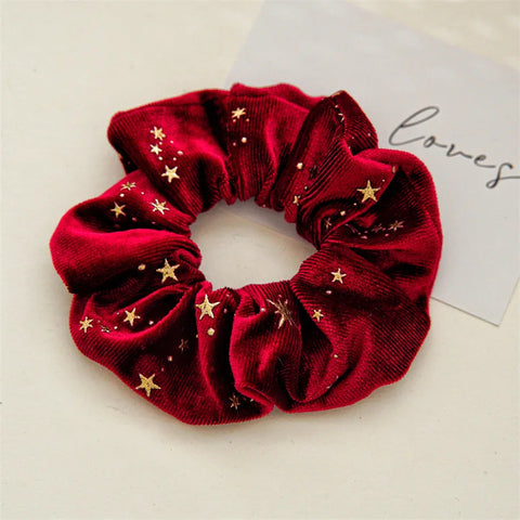 YHJ Velvet Star Scrunchies Elastic Hair Bands Women Girls Headbands Ponytail Holder Hair Ties Winter Fashion Hair Accessories
