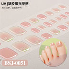 26Tips French Leopard Print UV Gel Toenail Sticker Bronzing Dye Gradient Cross-border Semi Baked Gel Nail Sticker UV Lamp Needed