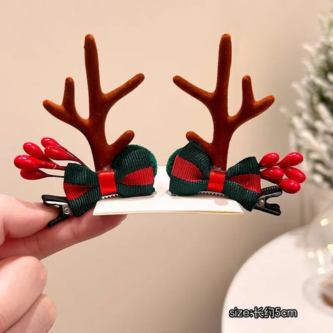 Christmas Hair Accessories 1Pair Cute Cartoon Antler Hair Clips For Women Girls Lovely Hair Ornament Hairpins Barrettes Hairgrip