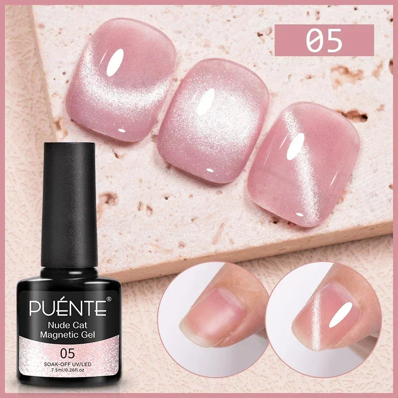 PUETNE 7.5ML Amber Moonlight Cat Magnetic Gel Nail Polish Winter Nails Jelly Glass Cat Eye Soak Off UV Semi-Permanent Varnish
