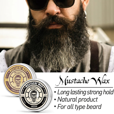 GOIPLE Beard Butter 3pcs/set Facial Hairs Softening and Styling Products Men Beards Treatment Balm Mustaches Wax with Brush Kit