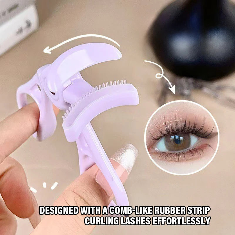 Portable One-Clip Eyelash Curler Wide-Angle Partial Eyelash Curler with Comb Teeth & Rubber Quick Natural Curling Long Lasting