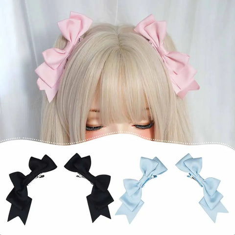 Kawaii Handmade Bow Hairclip Anime Lolita Hairpin Cosplay Headdress JK Uniform Hair Accessory Xmas Gifts