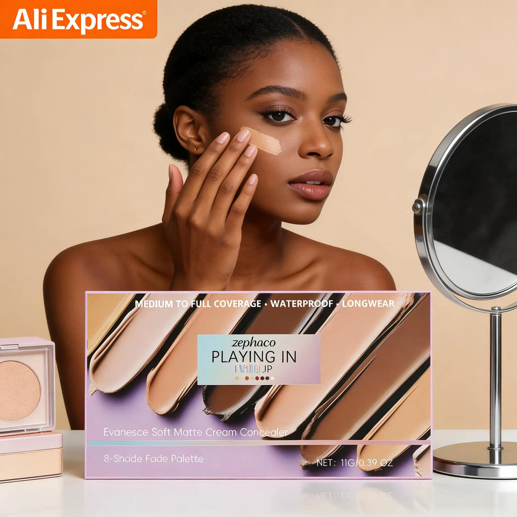 8-Color Concealer Palette Professional Coverage for Dark Circles Blemishes Acne Matte Brightening Long-Lasting Foundation Makeup