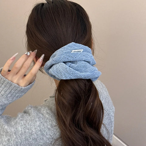 Soft Chenille Velvet Hair Scrunchies Large Hair Ties For Women Hollow Out Corduroy Head Bands Winter Warm Ponytail Holder 1Pc
