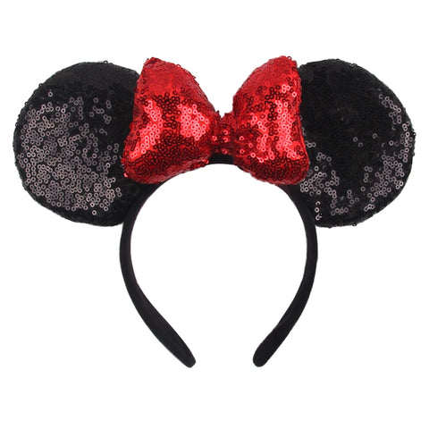 Disney Mickey 3.3"Velvet Ears Headband For Girls Soft Bow Hairband Halloween Festival Party Christmas DIY Hair Accessories