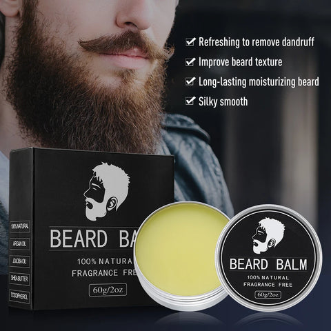 Man Natural Beard Balm Wax Reduce Frizz And Split Ends Moisturize Smooth Soften Beard Oil Cream Mustache Styling Accessories