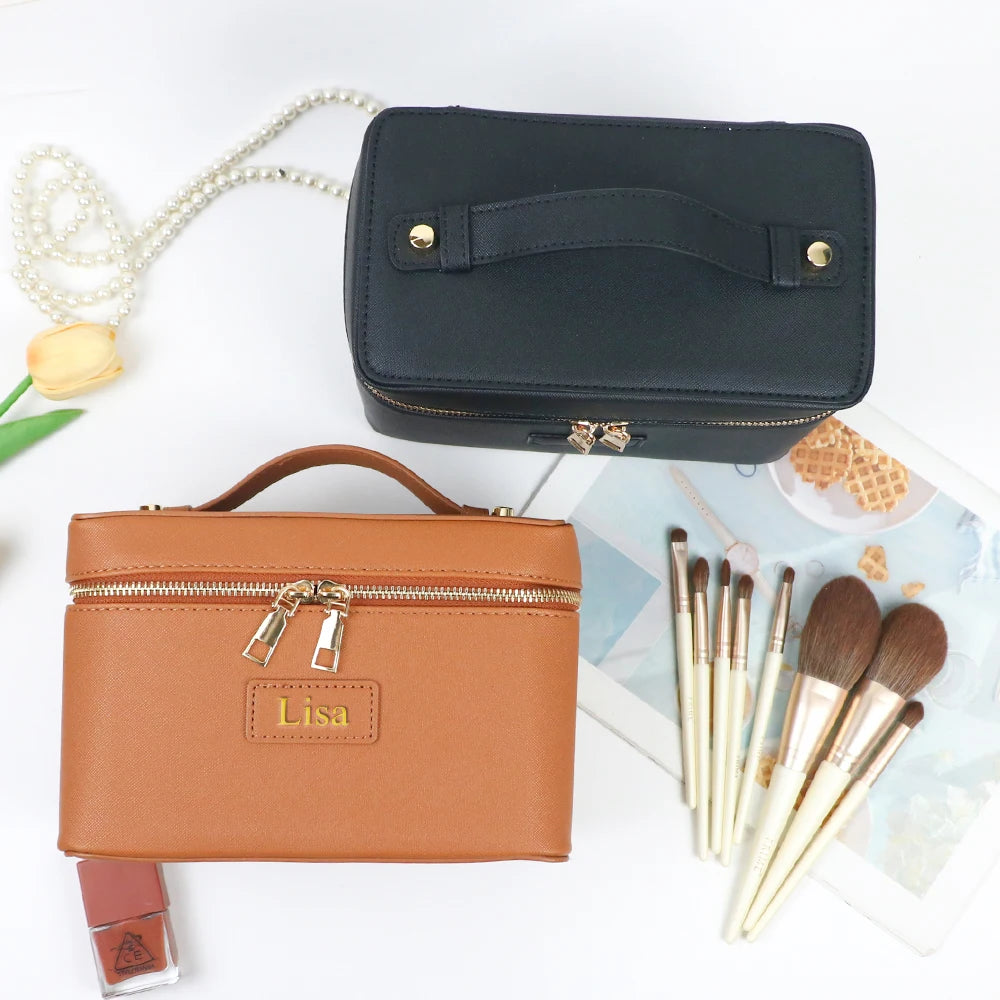 pu leather cosmetic bag with zoned storage and large capacity toiletry bag for autumn and winter new products