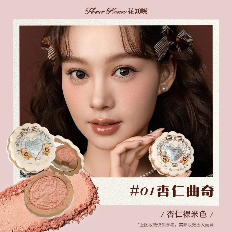 Flower Knows All series Swan Ballet Velvet Embossed Blush Matte Makeup Pressed Blusher Powder Pallet Women Gift Set
