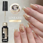 LILYCUTE 3PCS Gold Sliver Metallic Liner Gel Nail Polish French Style Super Bright Mirror Pull Line Graffiti Painting Stripe Gel