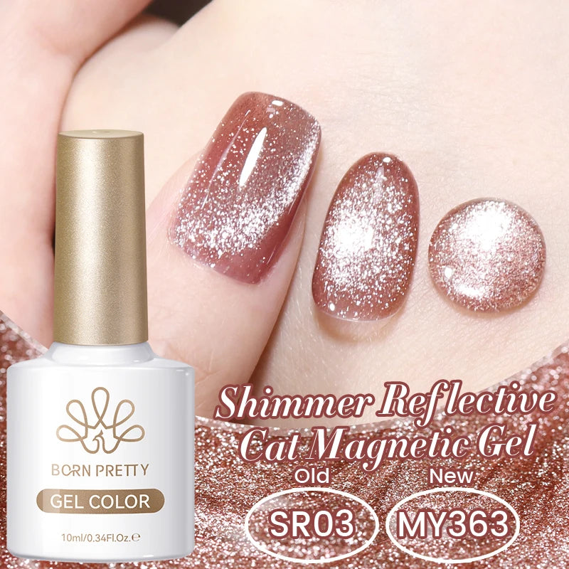 BORN PRETTY 10ml Dark Red Cat Magnetic Gel Nail Polish for Winter Nails DIY Jelly Glass Silver-Light Varnis Semi Permanent