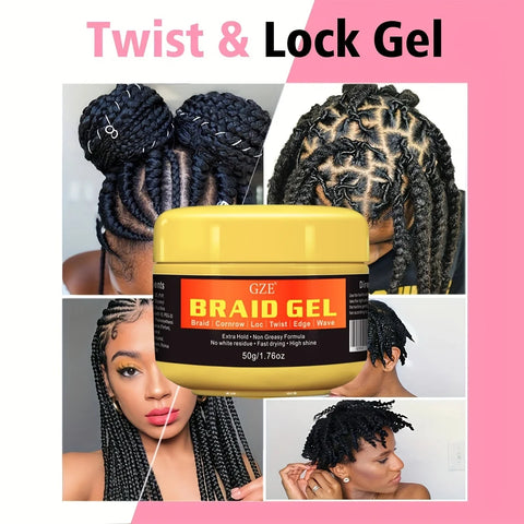 GZE Stronghold Braid Gel for Perfectly Styled Braids and Twists - Long Lasting and Non-Flaking Formula - Great for Natural Hair