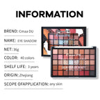 40-Color Eyeshadow Palette:Matte/pearlescent, brown/macaron. Quality, nice eyes.Dating,festivals,beach.Vibrant,durable;gift set.