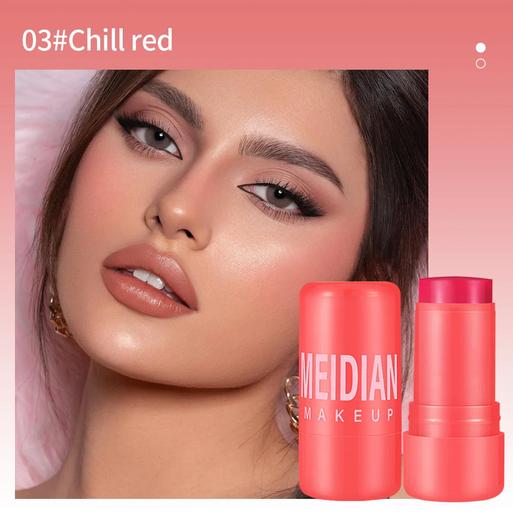 Easy Makeup Jelly Powder Blusher Stick Waterproof Long-lasting Lip And Cheek Color Dual-use Facial Powder Blusher Cream