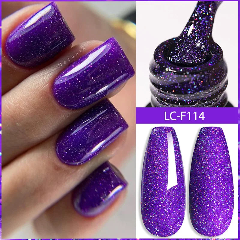LILYCUTE 7ML Pink Glitter Nail Gel Polish Nude Natural Long Lasting Manicure Soak Off UV LED Nail Art Base Top Coat Gel Varnish