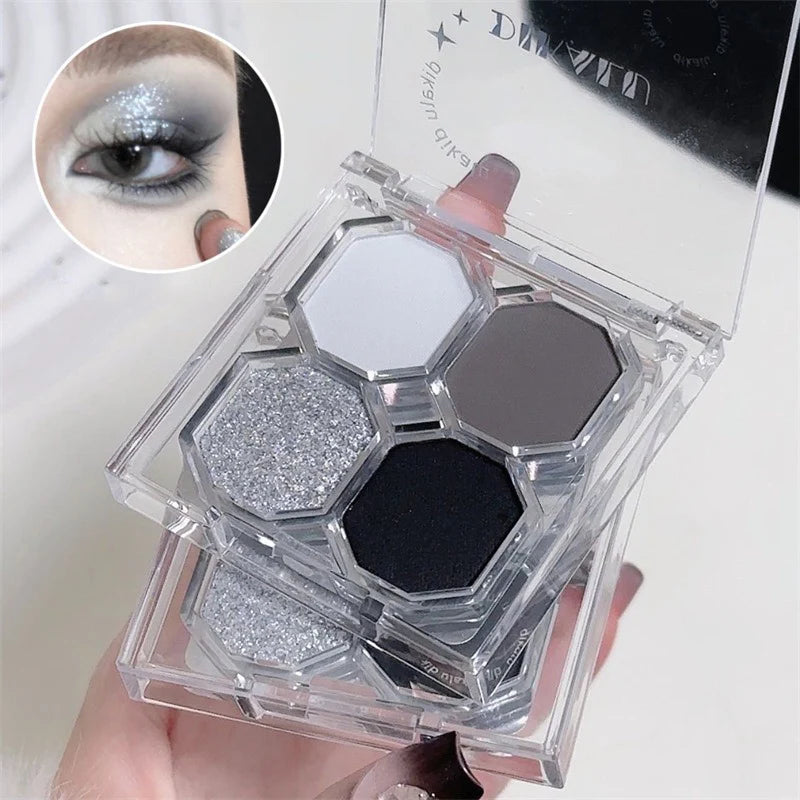 Black Light Star 4-color Eye Shadow Plate Smoky Makeup Dark Black Dark Cement Plate Cross-border Brightening Makeup Cosmetics