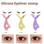 3pcs Cat Eye Eyeliner Stamp & Stencil Kit,3D Reusable Silicone Tool for Winged Eyeliner Eyeshadow Lip Peak, Easy Perfect Makeup,