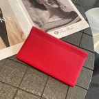 Custom Letters  Ladies Genuine Leather Ultra-thin New Minimalist Long Wallet With Automatic Closure makeup Lipstick Storage Bag