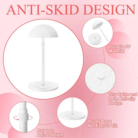 1PC Wig Stand Adjustable Height Portable Wig Holder Stands Non-Slip Wig Head Holders Sturdy Plastic Wig Head Stand