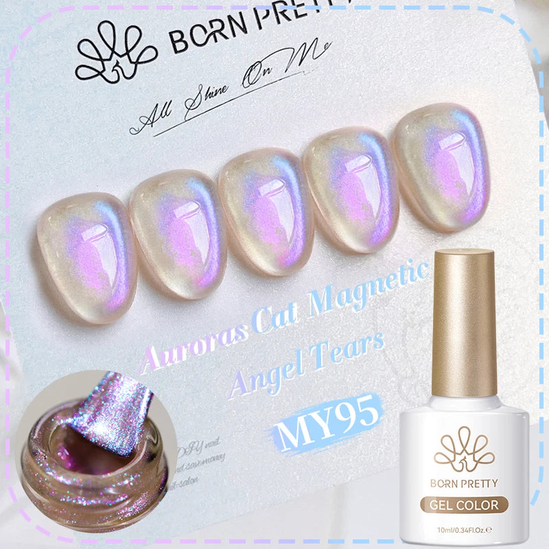 BORN PRETTY 10ml Dark Red Cat Magnetic Gel Nail Polish for Winter Nails DIY Jelly Glass Silver-Light Varnis Semi Permanent