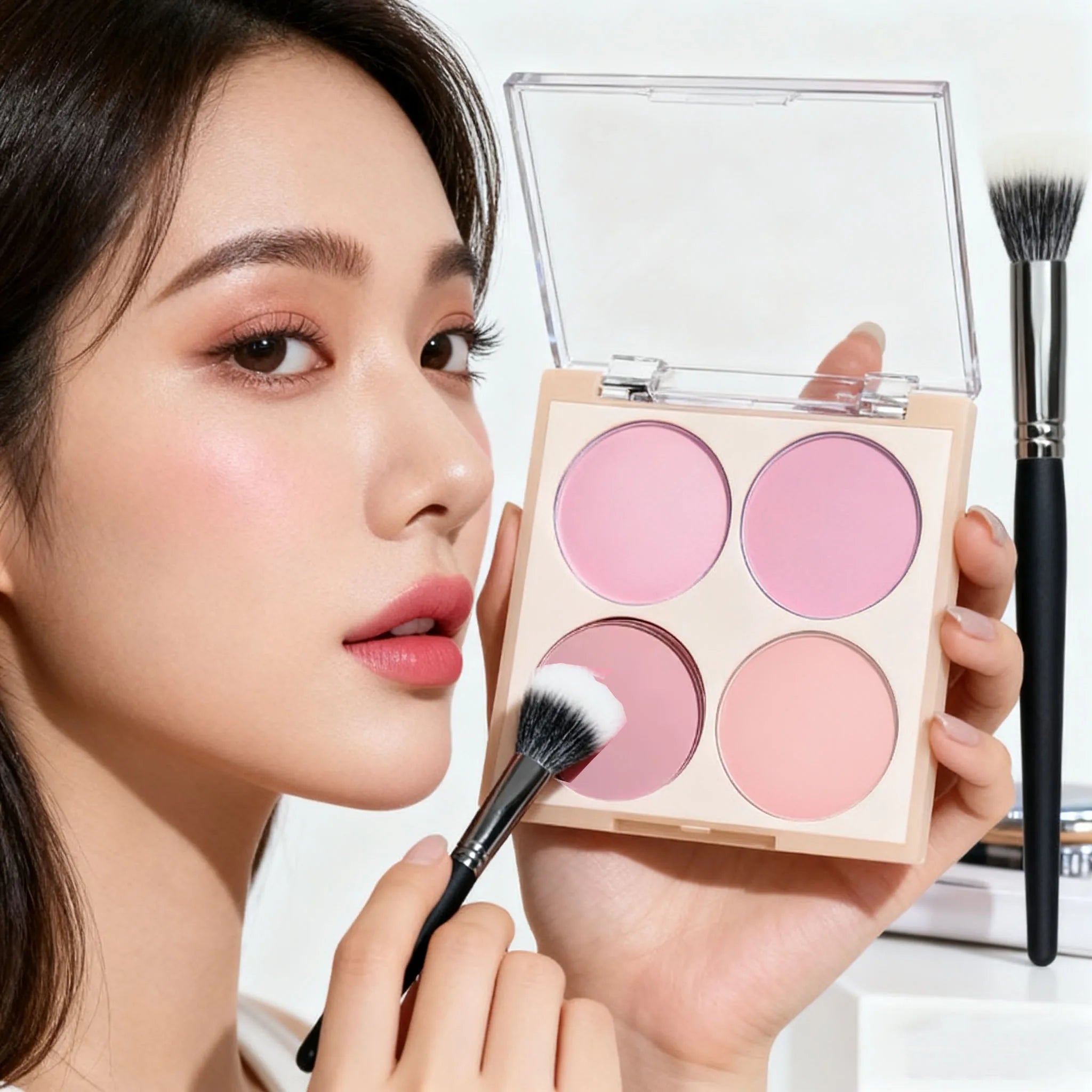 Smart 4-Color Matte Blush Palette – Natural Glow, Easy to Blend, Lightweight Cheek Color for Nude Makeup & Festival Looks