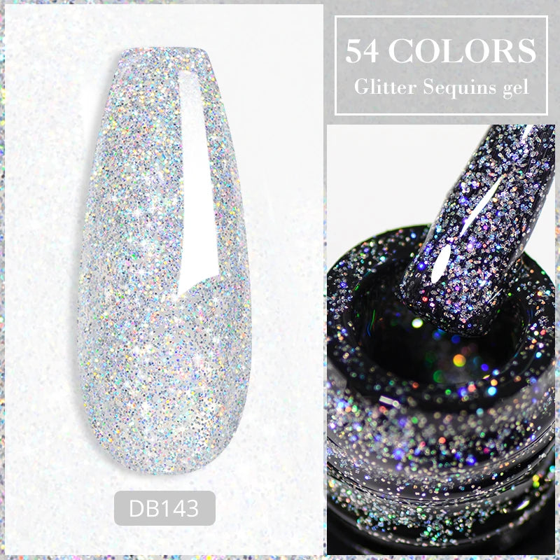 7ml Champagne Gold Sliver Reflective Nail Gel Polish Sparkling Shining Glitter Pink Red Nail Supplies Semi Permanent Gel Varnish