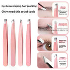 4 Pcs Stainless Steel Eyebrow Clip Tweezers Set Eyebrow Tweezers Eyebrow Trimming Set Beauty And Grooming Tools With Mirror Case